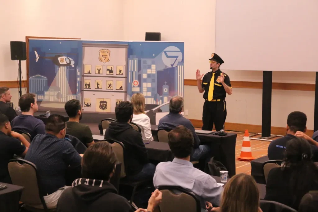 Palestrante em evento corporativo