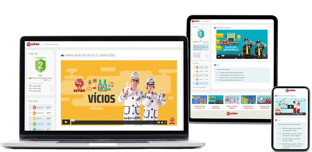 Notebook e tablet mostrando os palestrantes da Super Sipat